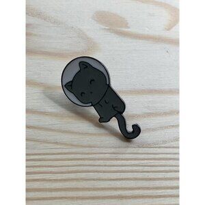 Astronaut Cat Enamel Pin Black Cat In Space Helmet Brooch Secure Backing